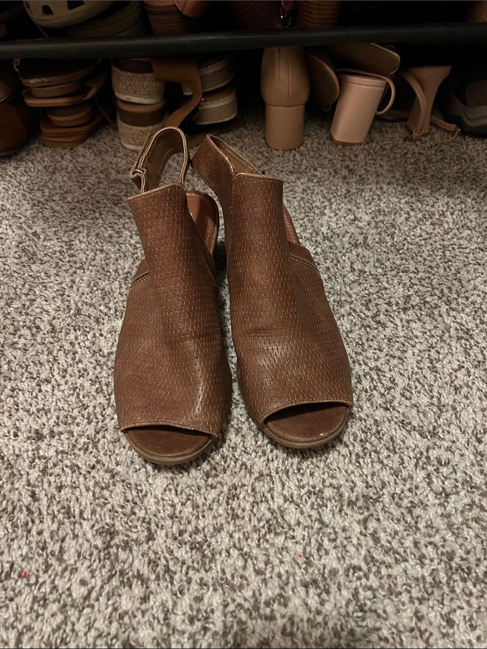 Brown Open-Toe Heeled Sandals